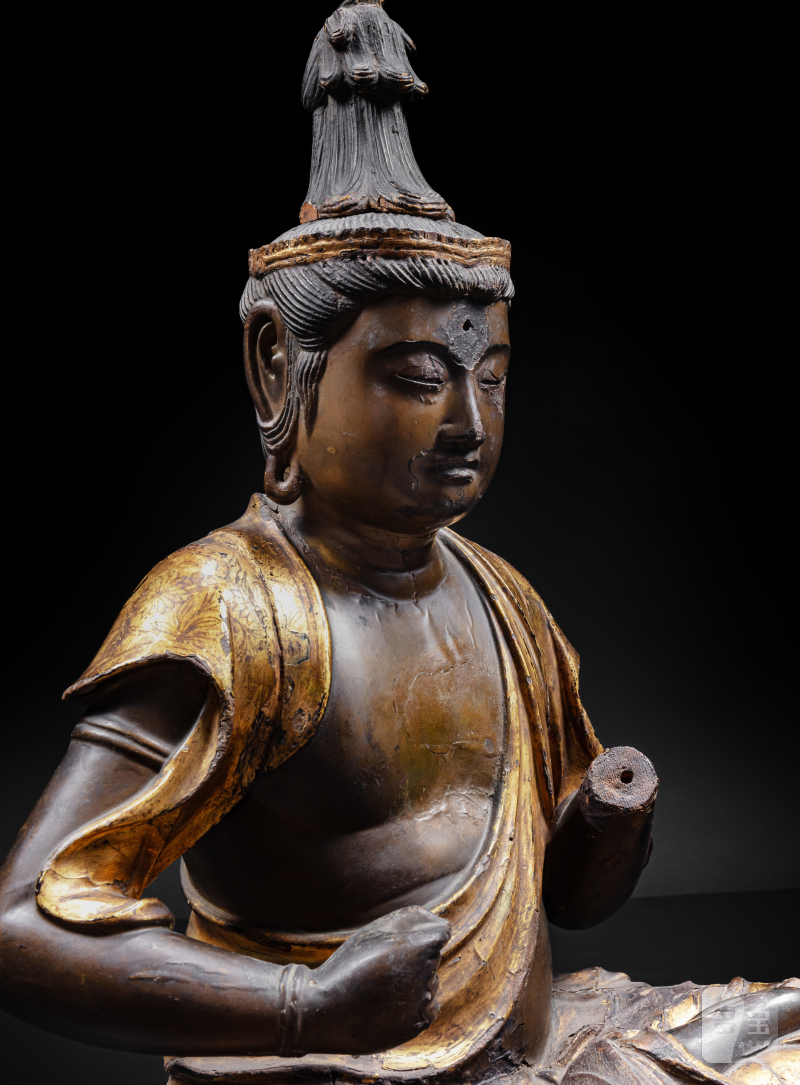 日本 江戶時代 十七世紀 漆金木雕菩薩坐像 - 图4
